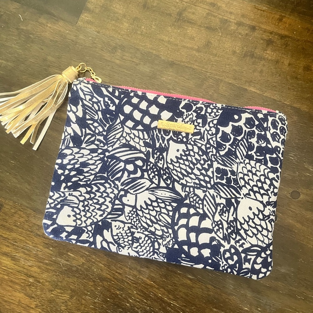 Lilly Pulitzer Pink and Navy Clutch